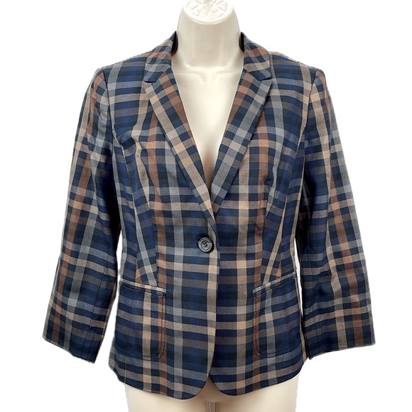 THE LIMITED BLUE PLAID BLAZER - Picture 2 of 11